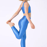 Girls Shiny High Waisted Leggings – Dance & Gymnastics Stretch Tights