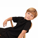 Lilax Boys Classic Short Sleeve Button Down Casual Solid Dress Shirt