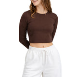 Lilax Girls' Long Sleeve Crop Top – Soft Cotton, 4-Way Stretch, Breathable Everyday Tee