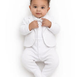 Baby Boy Tuxedo Romper Suit | Bow Tie & Necktie | 100% Cotton Footed Coverall