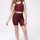 Lilax Girls Athletic Shorts with Pocket High Waisted Biker Shorts for Dance Yoga Gymnastics