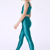 Girls Shiny High Waisted Leggings – Dance & Gymnastics Stretch Tights