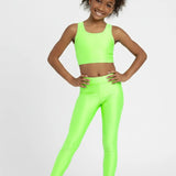 Girls Shiny High Waisted Leggings – Dance & Gymnastics Stretch Tights