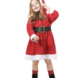 Girls Christmas Santa Sparkle Hood Red Dress