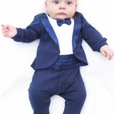 Baby Boy Footie Tuxedo Outfit with Bow Tie for Christmas Holidays - The Perfect Gentleman Look