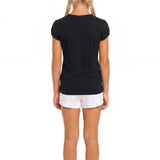 Girls' Basic Short Puff Sleeve Round Neck Cotton T-Shirt