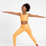 Girls Shiny High Waisted Leggings – Dance & Gymnastics Stretch Tights
