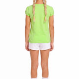 Girls' Basic Short Puff Sleeve Round Neck Cotton T-Shirt