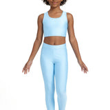Girls Shiny High Waisted Leggings – Dance & Gymnastics Stretch Tights