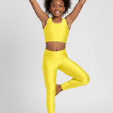 Girls Shiny High Waisted Leggings – Dance & Gymnastics Stretch Tights