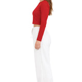 Lilax Girls' Long Sleeve Crop Top – Soft Cotton, 4-Way Stretch, Breathable Everyday Tee