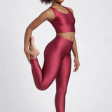 Girls Shiny High Waisted Leggings – Dance & Gymnastics Stretch Tights