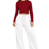 Lilax Girls' Long Sleeve Crop Top – Soft Cotton, 4-Way Stretch, Breathable Everyday Tee