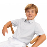 Lilax Boys Classic Short Sleeve Button Down Casual Solid Dress Shirt