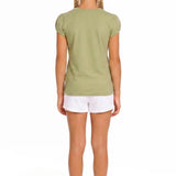 Girls' Basic Short Puff Sleeve Round Neck Cotton T-Shirt