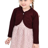 Little Girls' Knit Long Sleeve Button Closure Bolero Cardigan Shrug