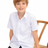 Lilax Boys Classic Short Sleeve Button Down Casual Solid Dress Shirt