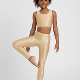 Girls Shiny High Waisted Leggings – Dance & Gymnastics Stretch Tights