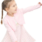 Little Girls' Knit Long Sleeve Button Closure Bolero Cardigan Shrug