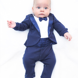 Baby Boy Footie Tuxedo Outfit with Bow Tie for Christmas Holidays - The Perfect Gentleman Look