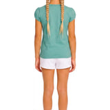 Girls' Basic Short Puff Sleeve Round Neck Cotton T-Shirt