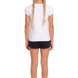 Girls' Basic Short Puff Sleeve Round Neck Cotton T-Shirt