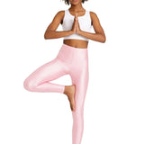 Girls Shiny High Waisted Leggings – Dance & Gymnastics Stretch Tights