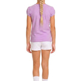 Girls' Basic Short Puff Sleeve Round Neck Cotton T-Shirt