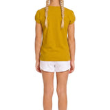Girls' Basic Short Puff Sleeve Round Neck Cotton T-Shirt