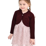 Girls' Bolero Cardigan Shrug Knit Long Sleeve Button Closure