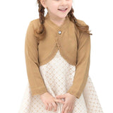 Little Girls' Knit Long Sleeve Button Closure Bolero Cardigan Shrug