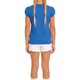 Girls' Basic Short Puff Sleeve Round Neck Cotton T-Shirt