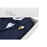 Boys 5-Piece Slim Fit Textured Suit Set