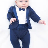 Baby Boy Footie Tuxedo Outfit with Bow Tie for Christmas Holidays - The Perfect Gentleman Look