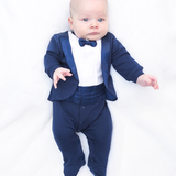 Baby Boy Footie Tuxedo Outfit with Bow Tie for Christmas Holidays - The Perfect Gentleman Look
