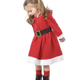 Girls Christmas Santa Sparkle Hood Red Dress
