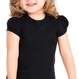 Girls' Basic Cotton T-Shirt  Short Puff Sleeve Crewneck / 8 to 10