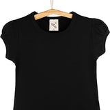 Girls' Basic Cotton T-Shirt  Short Puff Sleeve Crewneck / 8 to 10