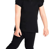 Girls' Basic Cotton T-Shirt  Short Puff Sleeve Crewneck / 8 to 10