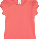 Girls' Basic Cotton T-Shirt  Short Puff Sleeve Crewneck / 8 to 10
