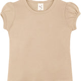 Girls' Basic Cotton T-Shirt  Short Puff Sleeve Crewneck / 8 to 10