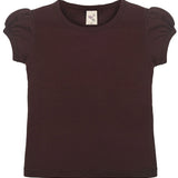 Girls' Basic Cotton T-Shirt  Short Puff Sleeve Crewneck / 8 to 10