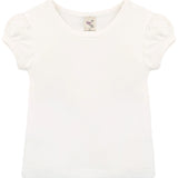 Girls' Basic Cotton T-Shirt  Short Puff Sleeve Crewneck / 8 to 10