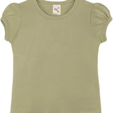 Girls' Basic Cotton T-Shirt  Short Puff Sleeve Crewneck / 8 to 10
