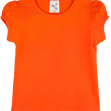 Girls' Basic Cotton T-Shirt  Short Puff Sleeve Crewneck / 8 to 10