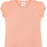 Girls' Basic Cotton T-Shirt  Short Puff Sleeve Crewneck / 8 to 10
