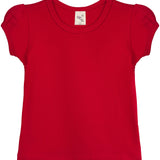 Girls' Basic Cotton T-Shirt  Short Puff Sleeve Crewneck / 8 to 10
