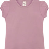 Girls' Basic Cotton T-Shirt  Short Puff Sleeve Crewneck / 8 to 10