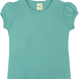 Girls' Basic Cotton T-Shirt  Short Puff Sleeve Crewneck / 8 to 10