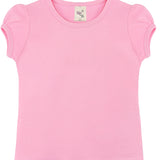 Girls' Basic Cotton T-Shirt  Short Puff Sleeve Crewneck / 8 to 10